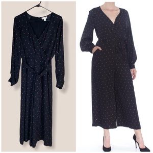 MAISON JULES Black V Neck Wide Leg Jumpsuit